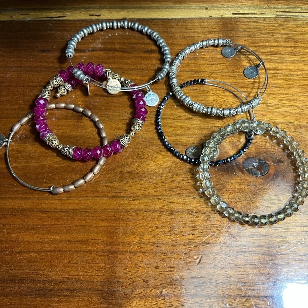 Alex and Ani Beaded Bracelet Set with Pink and Silver Accents